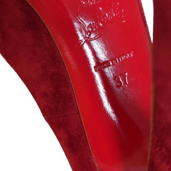 CHRISTIAN LOUBOUTIN - Red Suede Women's Pumps 162-081525 - Picture 6 of 6